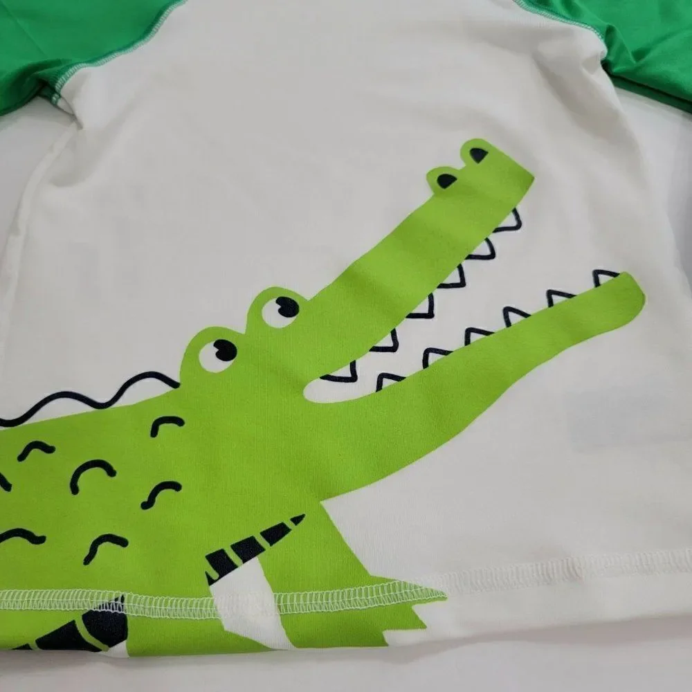 Toddler Boys' Alligator Short Sleeve Raglan Rash Guard Swim Shirt‎ - 2T
